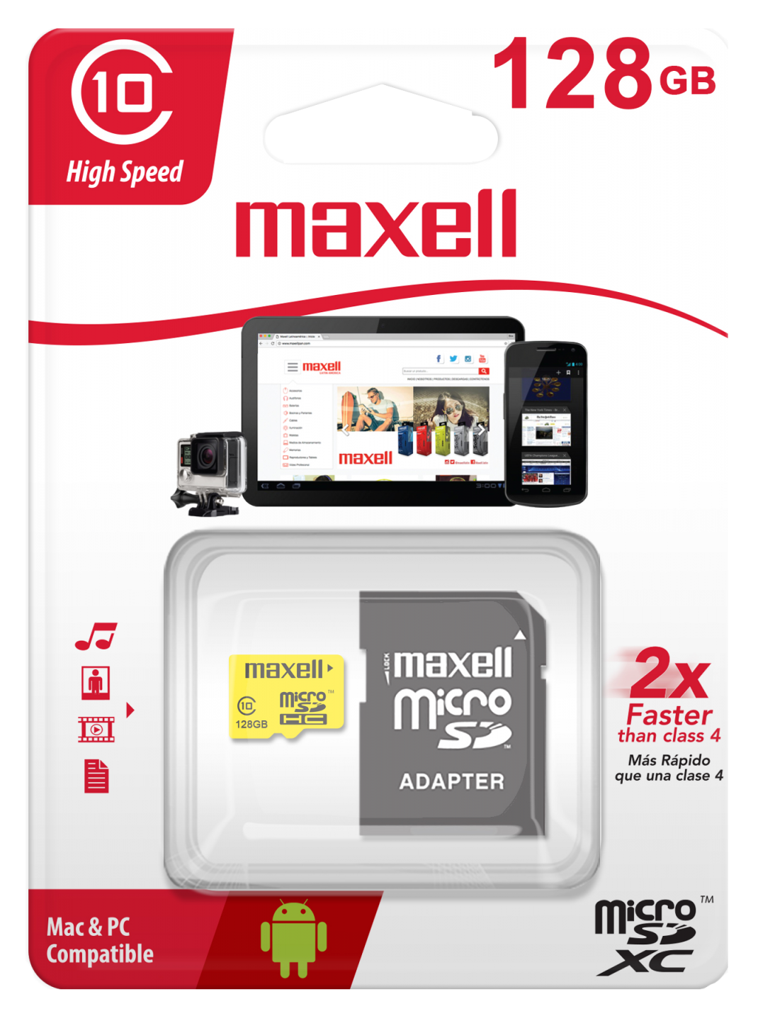 Memoria 128gb-MAXELL de Fomo Argentina - -Para uso general o diario, sobre todo en teléfonos móviles, cámaras de seguridad.
-A prueba de golpes, cambios de temperatura, rayos X y resistente al agua, polvo, suciedad, manteniendo todos los datos en forma segura
-Velocidades de transferencia de hasta 90 MB/s.